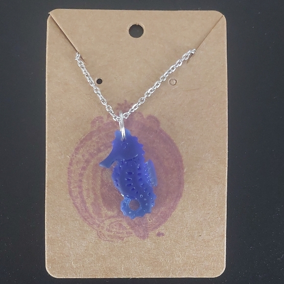 Cobalt Blue Seahorse Necklace - Picture 1 of 1